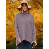ANRABESS Women Oversized Turtleneck Sweater Batwing Tunic Tops Fall Outfits(Dark Purple)