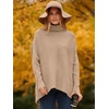 ANRABESS Women Oversized Turtleneck Sweater Batwing Tunic Tops Fall Outfits(Deep Apricot)