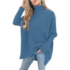ANRABESS Women Oversized Turtleneck Sweater Batwing Tunic Tops Fall Outfits(Denim Blue)
