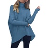 ANRABESS Women Oversized Turtleneck Sweater Batwing Tunic Tops Fall Outfits(Denim Blue)