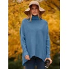 ANRABESS Women Oversized Turtleneck Sweater Batwing Tunic Tops Fall Outfits(Denim Blue)
