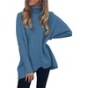 ANRABESS Women Oversized Turtleneck Sweater Batwing Tunic Tops Fall Outfits(Denim Blue)