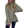 ANRABESS Women Oversized Turtleneck Sweater Batwing Tunic Tops Fall Outfits(Gray Coffee)