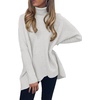 ANRABESS Women Oversized Turtleneck Sweater Batwing Tunic Tops Fall Outfits(Grey)