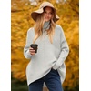 ANRABESS Women Oversized Turtleneck Sweater Batwing Tunic Tops Fall Outfits(Grey)