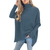 ANRABESS Women Oversized Turtleneck Sweater Batwing Tunic Tops Fall Outfits(Indigo)