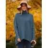 ANRABESS Women Oversized Turtleneck Sweater Batwing Tunic Tops Fall Outfits(Indigo)
