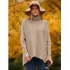 ANRABESS Women Oversized Turtleneck Sweater Batwing Tunic Tops Fall Outfits(Khaki)