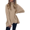 ANRABESS Women Oversized Turtleneck Sweater Batwing Tunic Tops Fall Outfits(Khaki)