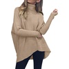 ANRABESS Women Oversized Turtleneck Sweater Batwing Tunic Tops Fall Outfits(Khaki)