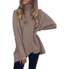 ANRABESS Women Oversized Turtleneck Sweater Batwing Tunic Tops Fall Outfits(Mutmeg)
