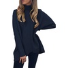 ANRABESS Women Oversized Turtleneck Sweater Batwing Tunic Tops Fall Outfits(Navy Blue)