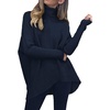 ANRABESS Women Oversized Turtleneck Sweater Batwing Tunic Tops Fall Outfits(Navy Blue)
