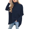 ANRABESS Women Oversized Turtleneck Sweater Batwing Tunic Tops Fall Outfits(Navy Blue)