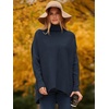 ANRABESS Women Oversized Turtleneck Sweater Batwing Tunic Tops Fall Outfits(Navy Blue)