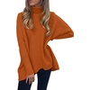 ANRABESS Women Oversized Turtleneck Sweater Batwing Tunic Tops Fall Outfits(Orange Rust)
