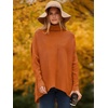 ANRABESS Women Oversized Turtleneck Sweater Batwing Tunic Tops Fall Outfits(Orange Rust)