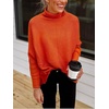 ANRABESS Women Oversized Turtleneck Sweater Batwing Tunic Tops Fall Outfits(Orange Rust)