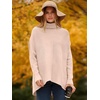 ANRABESS Women Oversized Turtleneck Sweater Batwing Tunic Tops Fall Outfits(Pink)