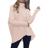ANRABESS Women Oversized Turtleneck Sweater Batwing Tunic Tops Fall Outfits(Pink)