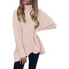 ANRABESS Women Oversized Turtleneck Sweater Batwing Tunic Tops Fall Outfits(Pink)