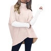 ANRABESS Women Oversized Turtleneck Sweater Batwing Tunic Tops Fall Outfits(Pink White)