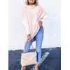 ANRABESS Women Oversized Turtleneck Sweater Batwing Tunic Tops Fall Outfits(Pink White)