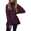 ANRABESS Women Oversized Turtleneck Sweater Batwing Tunic Tops Fall Outfits(Purple)