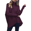 ANRABESS Women Oversized Turtleneck Sweater Batwing Tunic Tops Fall Outfits(Purple)