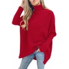 ANRABESS Women Oversized Turtleneck Sweater Batwing Tunic Tops Fall Outfits(Red)