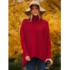 ANRABESS Women Oversized Turtleneck Sweater Batwing Tunic Tops Fall Outfits(Red)