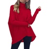 ANRABESS Women Oversized Turtleneck Sweater Batwing Tunic Tops Fall Outfits(Red)