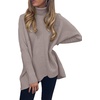 ANRABESS Women Oversized Turtleneck Sweater Batwing Tunic Tops Fall Outfits(Red Apricot)