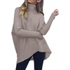 ANRABESS Women Oversized Turtleneck Sweater Batwing Tunic Tops Fall Outfits(Red Apricot)