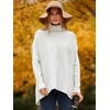 ANRABESS Women Oversized Turtleneck Sweater Batwing Tunic Tops Fall Outfits(White)
