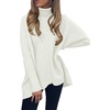 ANRABESS Women Oversized Turtleneck Sweater Batwing Tunic Tops Fall Outfits(White)