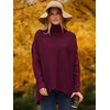 ANRABESS Women Oversized Turtleneck Sweater Batwing Tunic Tops Fall Outfits(Wine Red)