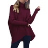 ANRABESS Women Oversized Turtleneck Sweater Batwing Tunic Tops Fall Outfits(Wine Red)