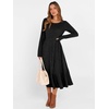 ANRABESS Womens Fall Long Sleeve Midi Dress(Black)
