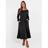 ANRABESS Womens Fall Long Sleeve Midi Dress(Black)