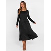 ANRABESS Womens Fall Long Sleeve Midi Dress(Black)