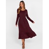 ANRABESS Womens Fall Long Sleeve Midi Dress(Burgundy)
