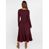 ANRABESS Womens Fall Long Sleeve Midi Dress(Burgundy)