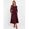 ANRABESS Womens Fall Long Sleeve Midi Dress(Burgundy)
