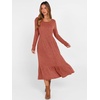 ANRABESS Womens Fall Long Sleeve Midi Dress(Burnt Orange)