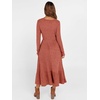 ANRABESS Womens Fall Long Sleeve Midi Dress(Burnt Orange)