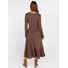 ANRABESS Womens Fall Long Sleeve Midi Dress(Dark Brown)