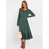 ANRABESS Womens Fall Long Sleeve Midi Dress(Green)