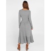 ANRABESS Womens Fall Long Sleeve Midi Dress(Grey)