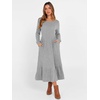 ANRABESS Womens Fall Long Sleeve Midi Dress(Grey)